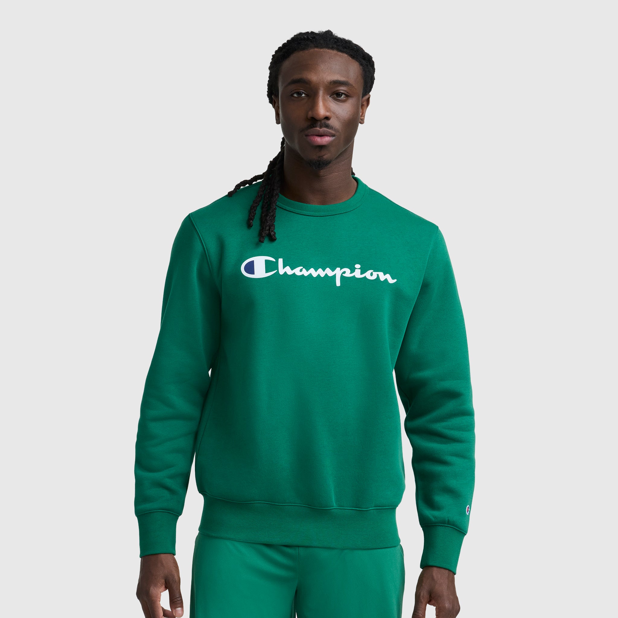 Powerblend Crewneck Sweatshirt. Classic Script Logo