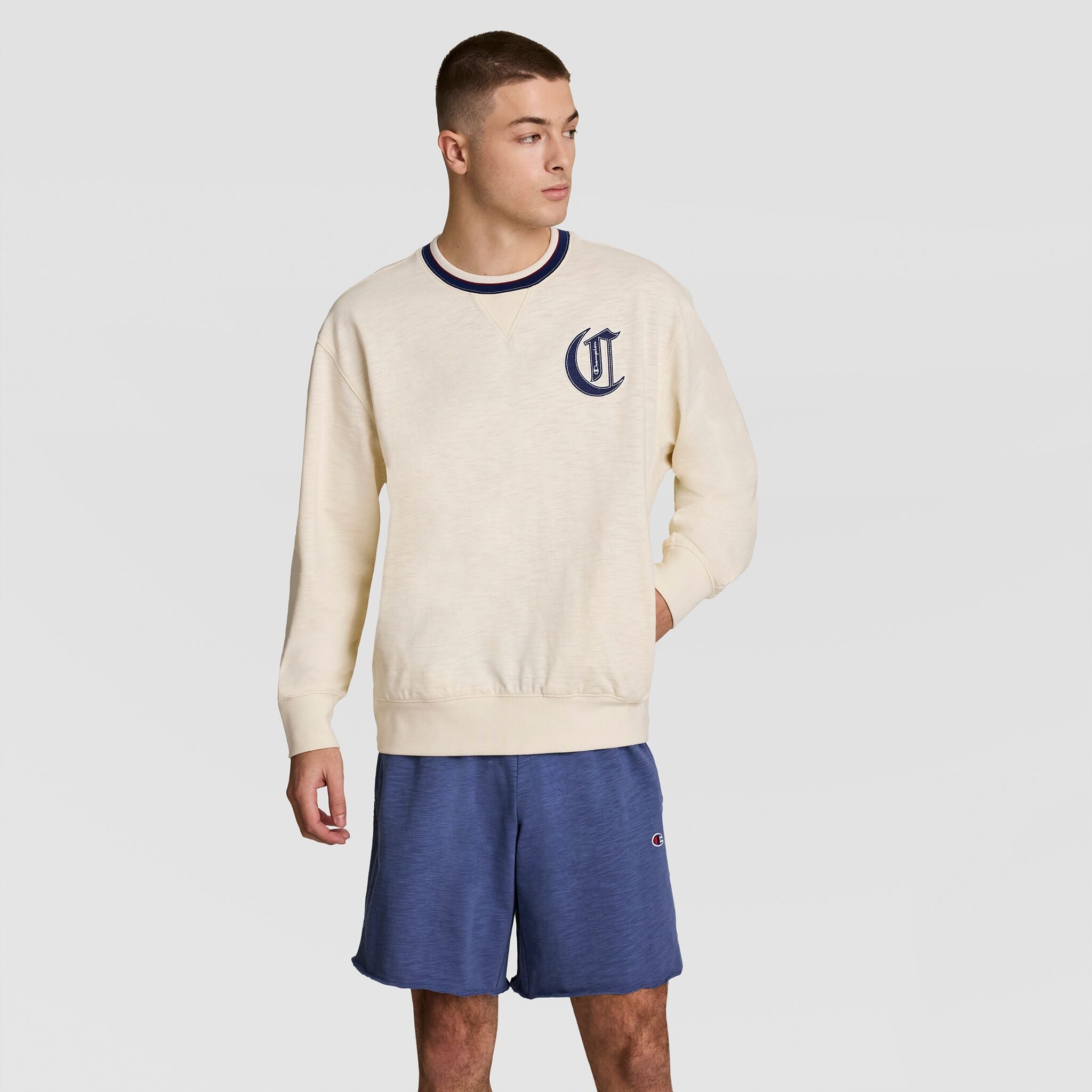 Modern Retro Washed Crew Sweatshirt. C Logo