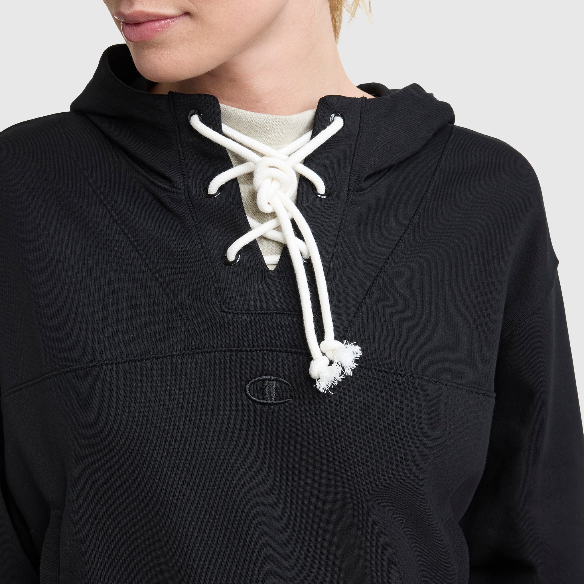 Tackle Lace Front Hoodie. Tonal Embroidered C Logo - Image 5