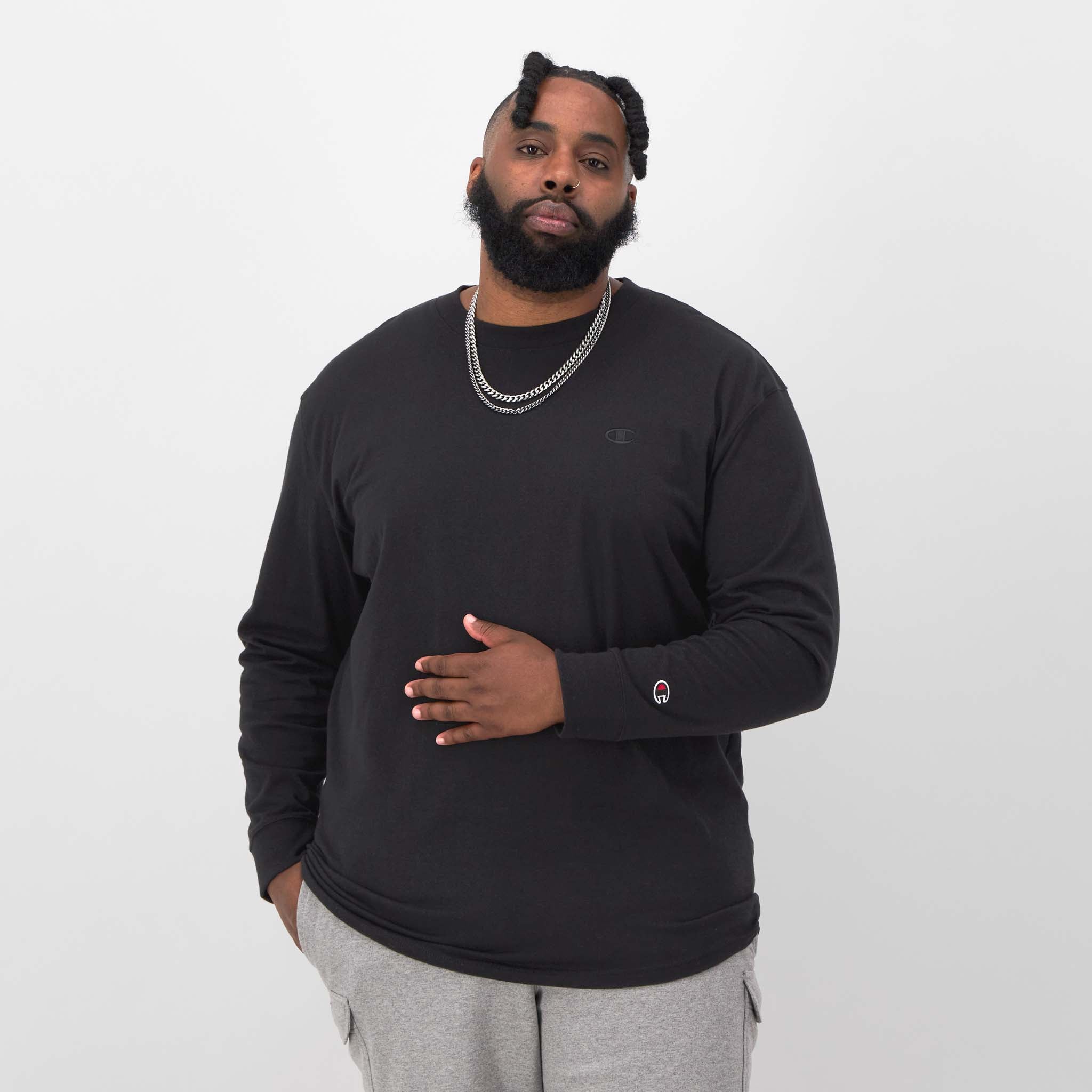 Classic Long Sleeve T-Shirt. Embroidered C Logo - Big & Tall